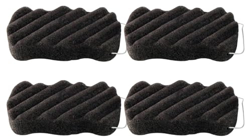 4 - Pack Konjac Exfoliating Organic Facial Sponge Set | Gentle Daily Face Scrub/Skincare | Super Soft Body Cleansing Sponge for Shower, Safe for Baby Bathing (Rectangle), Black