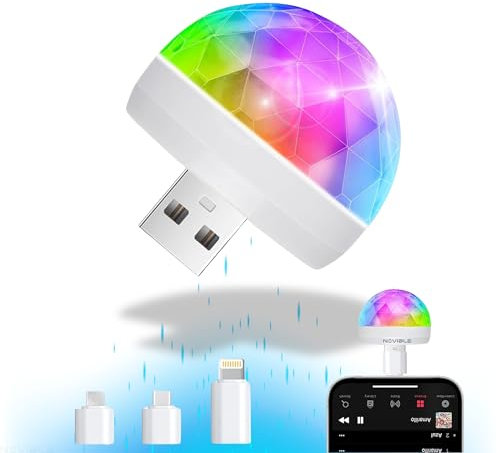Mini Bola de Discoteca USB - Luz Estroboscópica RGB Portátil para Fiestas - LED de Ambiente para Coche y Casa - Compatible con Adaptadores USB
