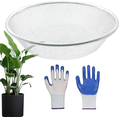 Derwrtup Tamiz de jardín Metal Riddle - Tamiz de abono - Tamiz de Tierra para jardín - Tamiz de jardín de Acero Inoxidable | para Suelos y Piedras Grava Compost Semilla