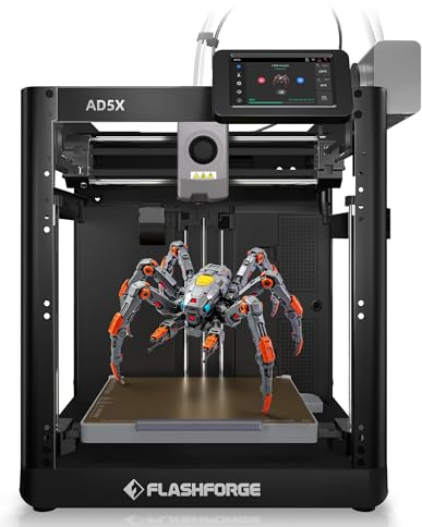 FLASHFORGE AD5X 3D Printer,Smart Multi-Color 3D Printer with IFS,Max 600mm/s High Speed 4 Colors Printing,Fully Auto Leveling,300°C Direct Extruder,for PLA-CF,PETG-CF,Print Size 220x220x220mm