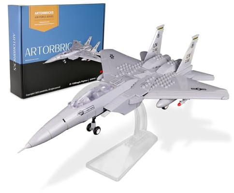 ArtorBricks Air Force Series F-15 Eagle Fighter Airplane Military Building Set Adult Gift.Including Model Display Rack (223 Pieces)