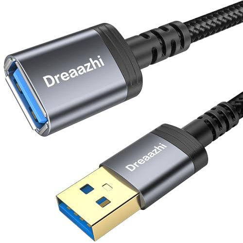 USB3.0 Verlängerungs Kabel 1M, 5Gbps Typ A Stecker anf Buchse Verlängerungskabel geflochten Kompatibel mit USB Tastaturen, Mäusen, Xbox, Flash Drives, Festplatten, Druckern etc.
