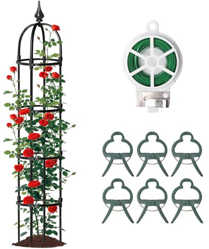 SDLDEER Traliccio a obelisco da giardino per piante rampicanti, in metallo antiruggine, per piante rampicanti, traliccio da giardino, per interni ed esterni, supporto per fiori, verdure, frutta, viti