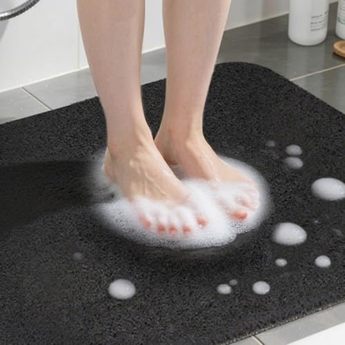 COSYLAND Tapis de Douche Antidérapant 80x80 cm - Surface Antiglisse en PVC Luffa - Hygiène Rapide & Drainage Efficace - pour Salle de Bain - Noir