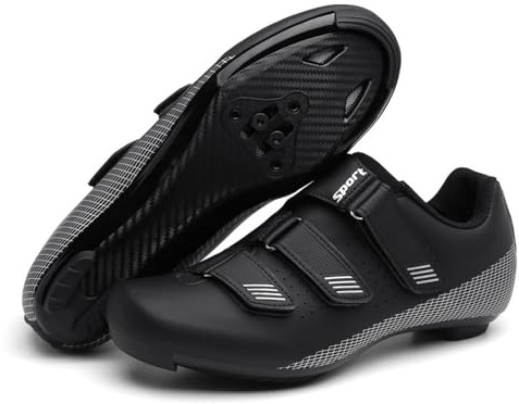 Treer Cycling Shoes Mens and Womens Road Bikes Mountain Bikes Cycle Trainers Shoes with SPD Cleats 4.5-10 UK Size Unisex Men Women Spin Bike Indoor, Outdoor (Black,8.5)