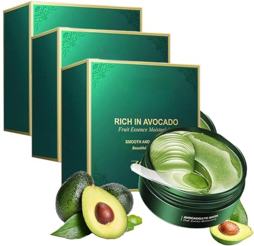 Mascarilla de Aguacate para Ojos (60 unidades), Mascarilla Hidratante de Colágeno para Ojos, ideal para mejorar la piel seca del contorno de ojos, suavizarla y rejuvenecerla.