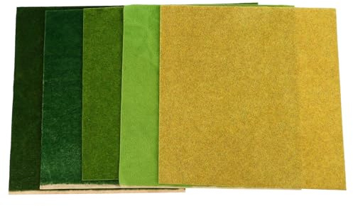 Generico Carta da Prato Fai da Te 5 Pezzi 25x25 Cm Materiale Carta Erbosa per Modellismo Paesaggio Decorazione Scena Casa Giardino Bricolage