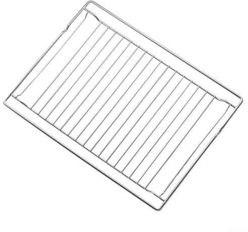 Griglia da forno in acciaio inox di grado 304, resistente, per forni da incasso, alta stabilità termica, telaio ispessito, liscio, facile da pulire, 44,8 x 33,7 x 1,7 cm, argento