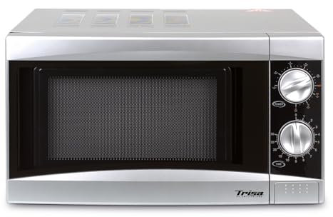 Trisa Mikrowelle mit Grill - 900W Grill, 700W Mikrowelle, 9 Einstellungen, 17 L, Weiß, 30 Min Timer, Glasdrehteller 24.5 cm - Mikrowellengerät, Kleine Mikrowelle