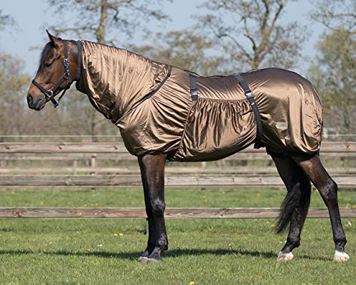 Ekzemdecke Pferd | Schützt vor Insekten & Sonne | Angenehmes Tragen | Perfekte Passform | Pflegeleicht | Fliegendecke Pferd (135 cm, Braun)