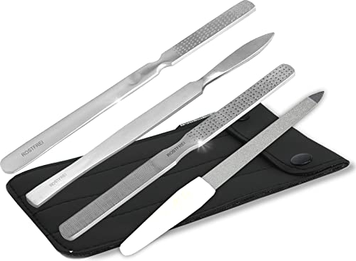 Hornhautentferner Hornhautraspel Solingen und InstrumenteNrw Fußfeile Hornhautfeile für Hornhautentfernung Pediküre und Fußpflege (5-Teiliges Set inkl. Etui)
