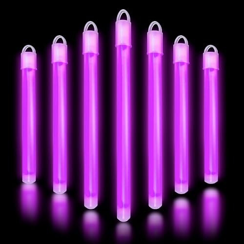 6 (15.2cm) Barras Luminosas Fluorescentes Morado - 100 Uds. Barrras Luminosas en Bulk para Accesorios de Fiesta de Cumpleaños, Bodas y Decoración de Carnaval - ¡Brilla con los Glow Stick!