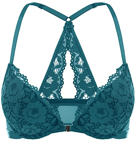 DOBREVA Front Fastening Push Up Bra Underwire Spruce Green 38B