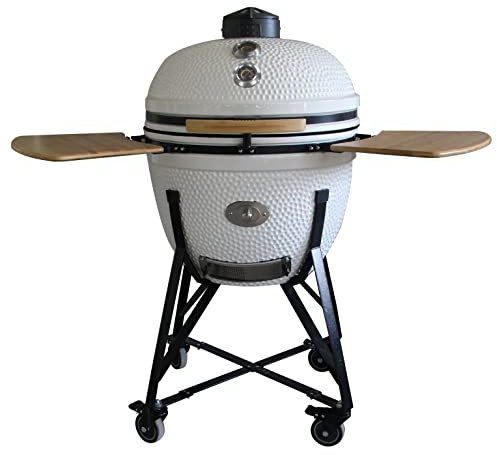 YNNI KAMADO TQ0C21LM - Parrilla grande de 21 pulgadas, color verde lima con chipfeeder, barbacoa, cerámica, huevo, ahumador, TQ0C21LM