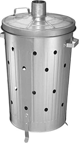 JMS we create smile - 75L 75 Litre Extra Large Galvanised Metal Incinerator - Recycle Garden Rubbish Fire Burning Bin Leaves Wood Burner