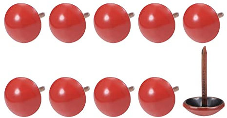sourcing map Polsternägel, 11 x 17 x 3,6 mm, 150 Stück, runde Reißzwecken aus Eisen, für Hausbau, Küchenmöbel, Rot