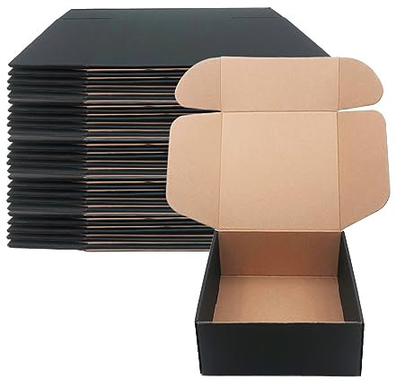 Fraktlådor 23 x 23 x 10 cm förpackning med 20, Livejun svart korrugerad kartong brevlådor för förpackning av småföretag