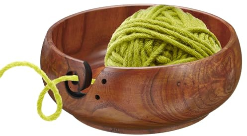 PATIKIL Wooden Yarn Bowls for Crocheting Bamboo Yarn Knitting Bowl Yarn Storage Bowls Yarn Holder Dispenser for Crocheting and Knitting, 7.1 x 3