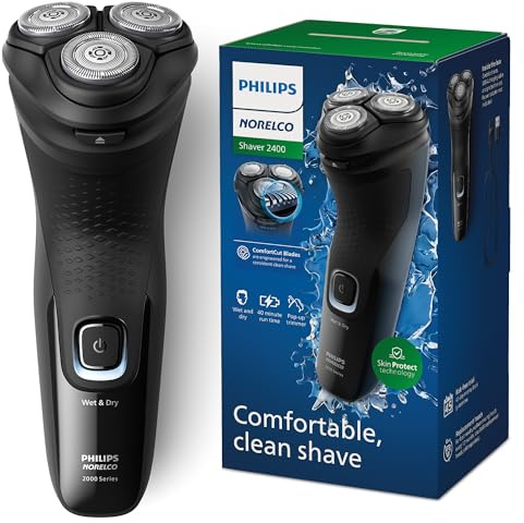 Philips Norelco Shaver 2400 Series, Wet and Dry Electric Shaver, Pop-up Trimmer, P-Cap, Deep Black, Model X3001/90