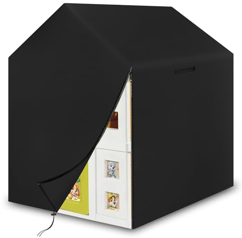 YBYHFAA Överdrag för barnskåp, skyddande barnöverdrag med dragkedja och dragsko, Oxford 600d lekstuga överdrag, vattentätt, UV-beständigt, svart (127 x 110 x 130 cm)
