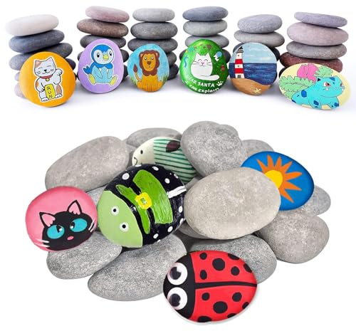 20 Pièces Galets a Peindre,Pierres Plates à Peindre,Galets Naturels,DIY Peintes Rocher,Bricolage Créatif Cailloux,Galets De Plage pour Dessin de Pierres Peintes, Décoration de Aquarium Jardin