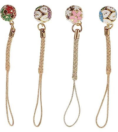 Garneck 4 Stück Japanische Blumenglocke Schlüsselanhänger handgefertigte Glöckchen Haustiere Glocken bescherung Weihnachten Weihnachten Handy-Anhänger kupferne Glöckchen