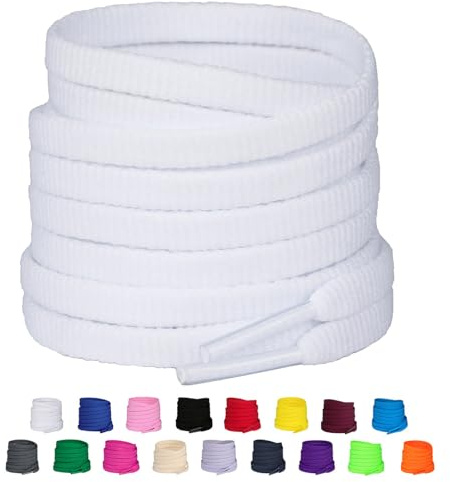 Olukssck 2 Paar 6 mm breit Flache Sneakers Schnürsenkel, Premium Ersatz Schuhbänder für Sportschuhe Turnschuhe und Freizeitschuhe, Weiß, 120cm