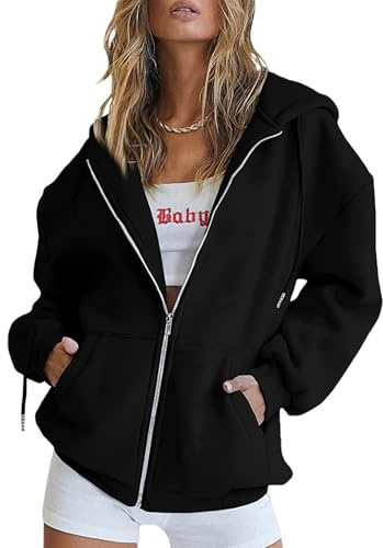 amropi Sweat-Shirt Femme Sweat à Capuche Zippé Hoodie Sport Veste Manche Longue Manteau