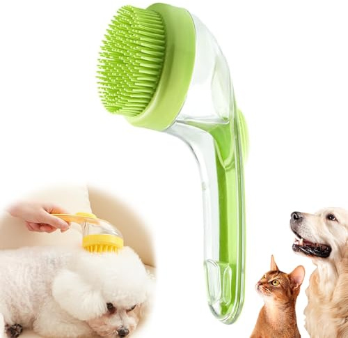 2-In-1 Dog Shampoo Brushs, Soft Silicone Dog Bath Brushes, Pet Baths Brush for Dogs, Dogs Washing Brushs with Soap Dispenser, Pets Bubble Brush, Pets Shower Cleaning Brushes, for Dog Cat (green)