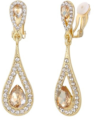 EVER FAITH Pendientes Mujer Cristal de Lujo con Doble Lágrima para Boda