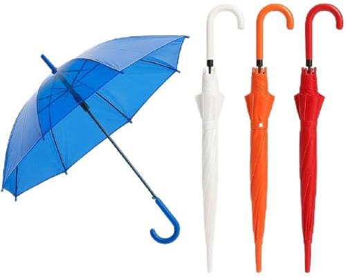DANYX Set 4 Ombrelli Trasparenti Automatici PVC Antivento Manico Curvo 8 Stecche Vari Colori Uomo Donna