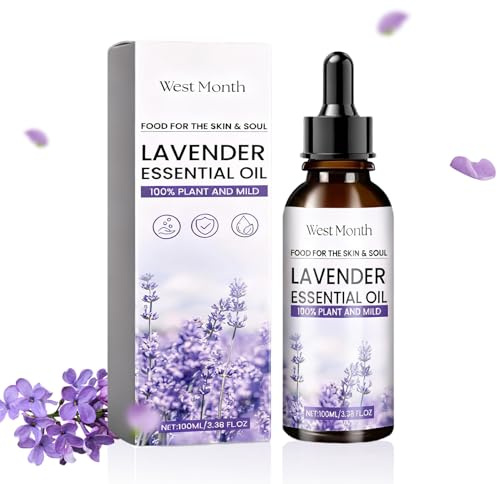 oli essenziali di lavanda, oli essenziali puramente naturali, lavanda, 100 ml, oli profumati per diffusori, umidificatori, relax, produzione di candele, massaggi, bagno (Lavanda-)