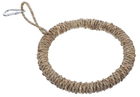 EPIGEIST Columpio para Pájaros y Hamaca de Tejido Natural Anillo de Hierba Marina, Tamaño Mediano, para Jaulas y Perchas, Juguete Interactivo para Cacatúas y Periquitos en Interiores