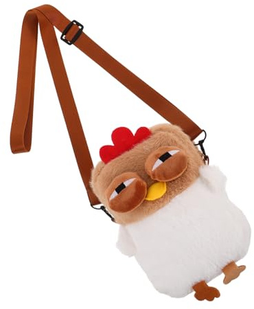 NOLITOY Bolso Bandolera de Peluche Forma de Pollo, Pequeño y Espacioso, de Poliéster Suave, Adecuado para Niñas Escuela o Viajes Estilo Lindo y Funcional