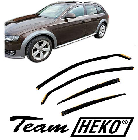 J&J AUTOMOTIVE | Windabweiser Passend Für A4 B8 Kombi 2008-2015, Heko Regenabweiser, Schwarz, Getönt, Set 4-Teilig, Vorne und Hinten, Aerodynamisch, Einfache Montage, Befeistigung mit Clips