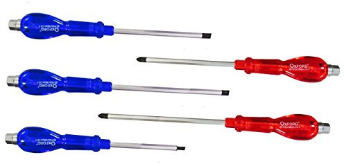 Set cacciaviti/giraviti a taglio e croce calamitati con testa esagonale 5 pezzi cromo vanadio