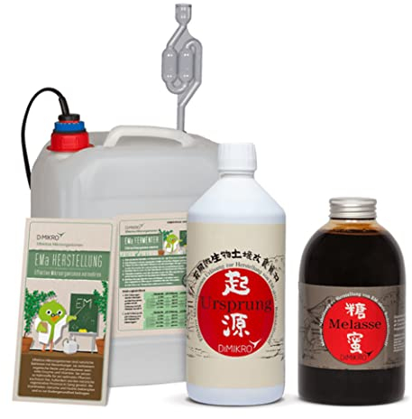 Fermenter Einsteigerset - zur Herstellung von Effektiven Mikroorganismen aktiv (EMa) - Komplett-Set mit Fermenter, Urlösung, Melasse, pH-Streifen und Anleitung (10 Liter) - DIMIKRO