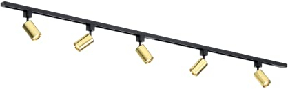 Qub Focus III 1-Phasen Led Schienensystem - 200cm - 5x GU10 Spots - 2x 1m Schienen - I-Form - Deckenstrahler Gold - Erweiterbar & flexibel - LED-kompatibel - Modernes Design Spot lampe