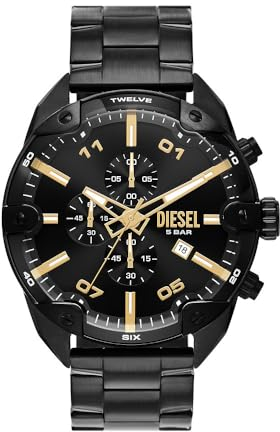 Diesel Watch for Men Spiked Quarz/Chrono Uhrwerk 49 mm Gehäusegröße mit einem Edelstahlarmband DZ4644