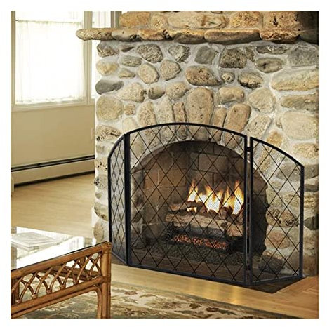 Parascintille Camino Schermo for camino Linea sottile Griglia diamantata Schermo for camino decorativo in ferro Facile montaggio Copertura solida for camino Protezione per Stufa/Caminetti