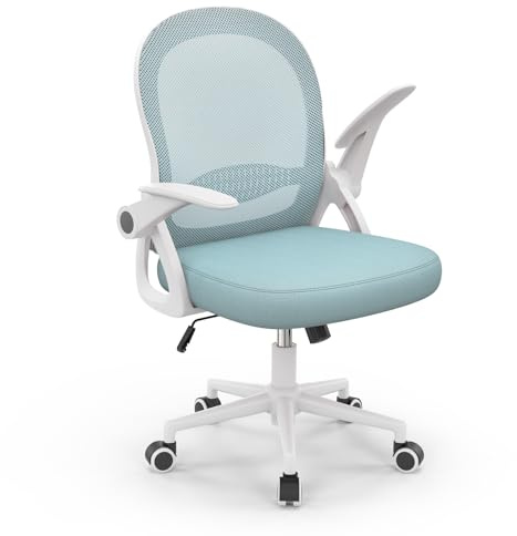 naspaluro Bürostuhl, Ergonomischer Schreibtischstuhl mit Atmungsaktiv Netzbespannung, Hochklappbare Armlehnen, Höhenverstellbarer, Computerstuhl, Leichter Stuhl, 360° Drehstuhl, Blau