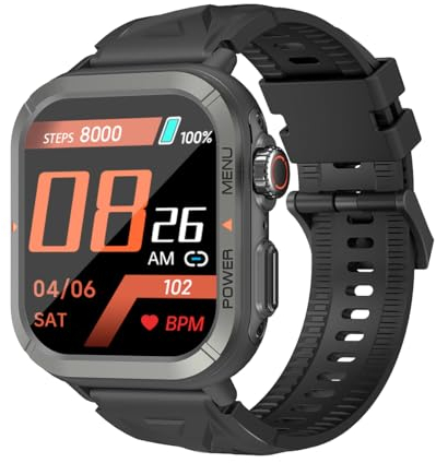 Blackview W30 - Reloj Deportivo Inteligente con Pantalla de 1.91 + 100 Modos de Entrenamiento y notificaciones, Profundidad de Buceo de 10 m, autonomía de 7 días, micrófono, Negro, Negro, 320x380,