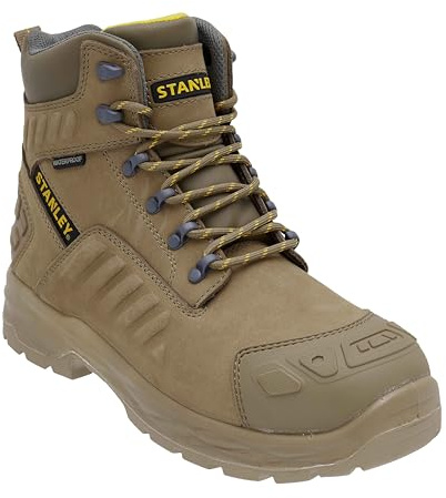 STANLEY Vortex Men's Waterproof, Nubuck Leather, Steel Safety Toe, Penetration Resistant Work Boot, Stone, UK12