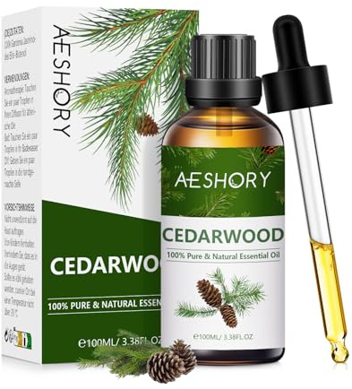 AESHORY Cedarwood Essential Oils 100ml, 100% Pure Cedarwood Oil Essential Oil for Diffusers, Aromatherapy, Relaxation, Better Sleep, Hair Growth, Skin Care, DIY Perfume, Candles Making