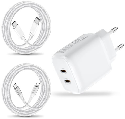 25W Cargador iPad,USB C Cargador para Apple iPad Pro 12.9 11 10.2 9.7,Air 2 3 4 5,IP-ad 2020 2021 2022 2024,Mini 3/4/5/6,iPhone 16 15 14 13 12 Pro MAX/SE 2020 2022 Enchufe Móvil Carga Rapida y Cable