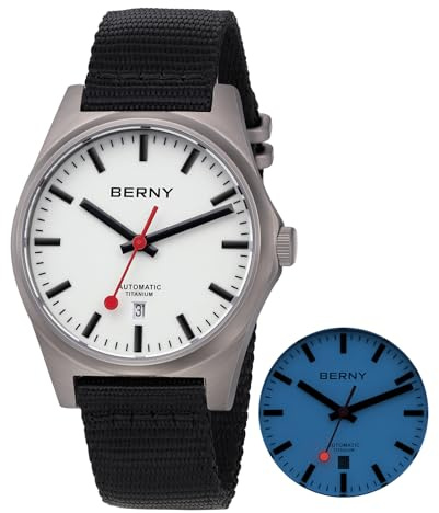 BERNY Titan-Uhr Automatikuhr für Männer Klassische mechanische Armbanduhr Canvas-Armband 10ATM Wasserdicht Saphir-Linse leuchtende Herren-Alltags-Schmuckuhren