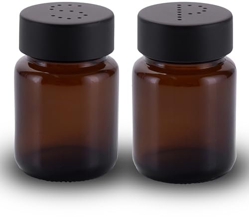 Koffs Design Salzstreuer und Pfefferstreuer Set aus Braunglas - Salt Shaker mit Edelstahl Deckel – Streuer für Pfeffer und Salz - Tischstreuer klein und modern - Salz & Pfeffer