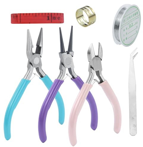 3 Stück Schmuckzange, Schmuckherstellung Spitzzange, Schmuck Zange Set,Schmuckherstellung Werkzeuge mit Kettenzange,Drahtschneider Schmuckherstellung