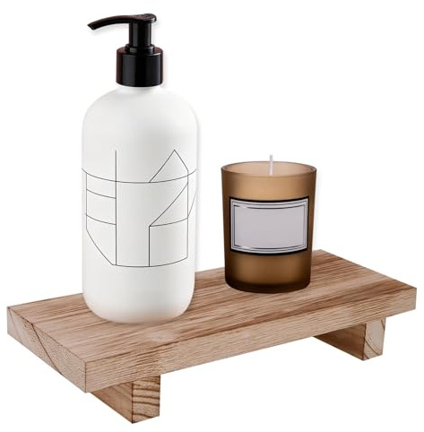 Elegant Small Wood Tray Pedestal Stand, Light Brown with Durable Waterproof Coating, Ideal for Home Decor Display & Versatile Storage Solutions
