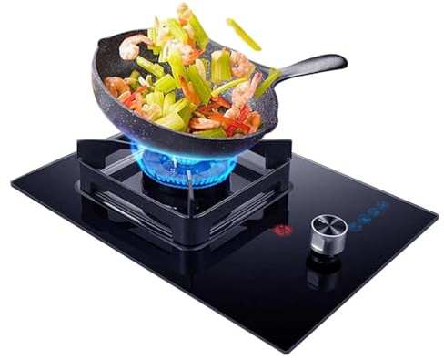 THEGA 5.2KW Gas Cooker - Single Burner Propane Gas Cooktop, Tempered Glass Gas Stove, with Accidental Flameout Protection Device, Desktop and Recessed Installation Camping Cooktop(NG)